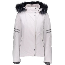 bulk sale pure white women ski jacket with fur